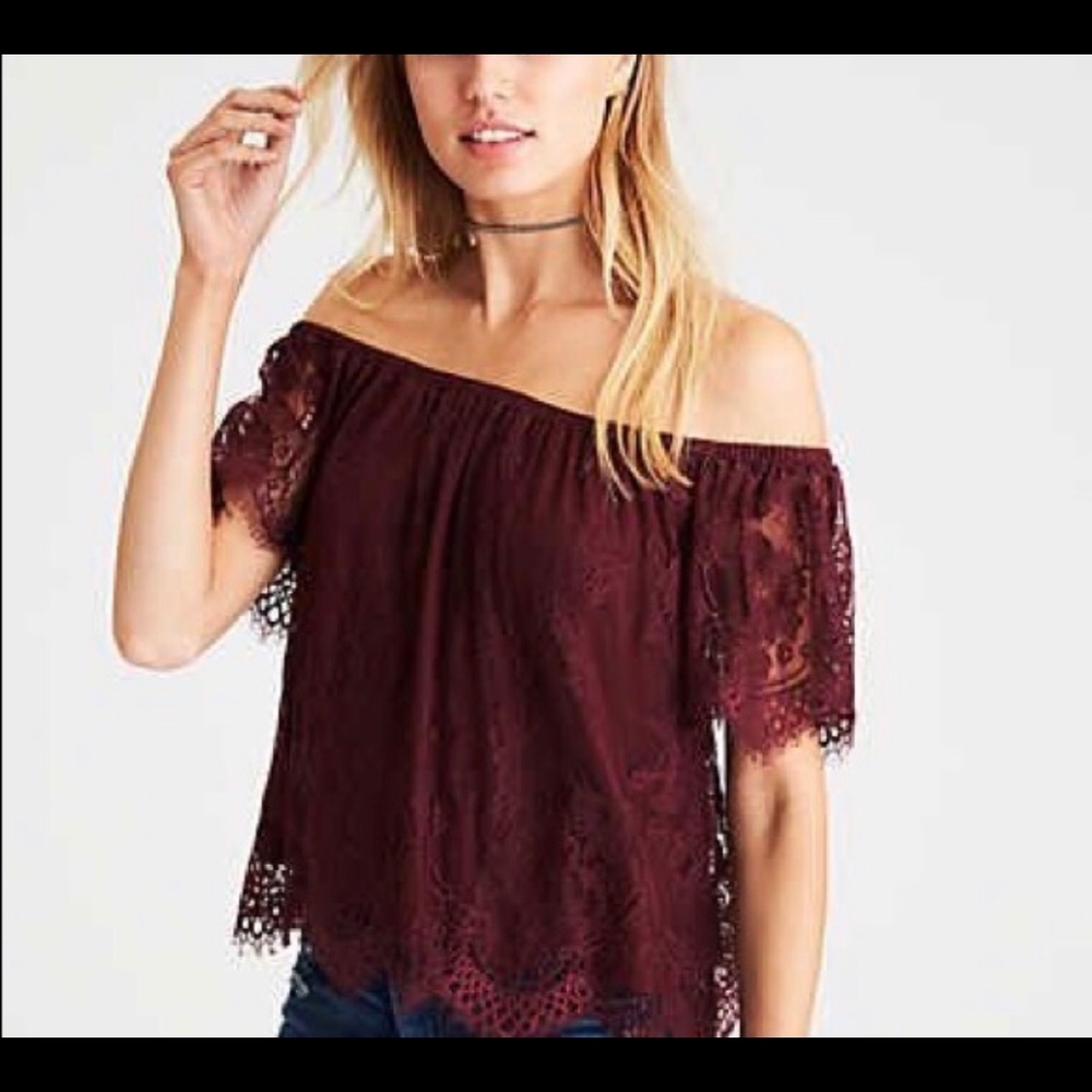 American Eagle Off the Shoulder Lace Top